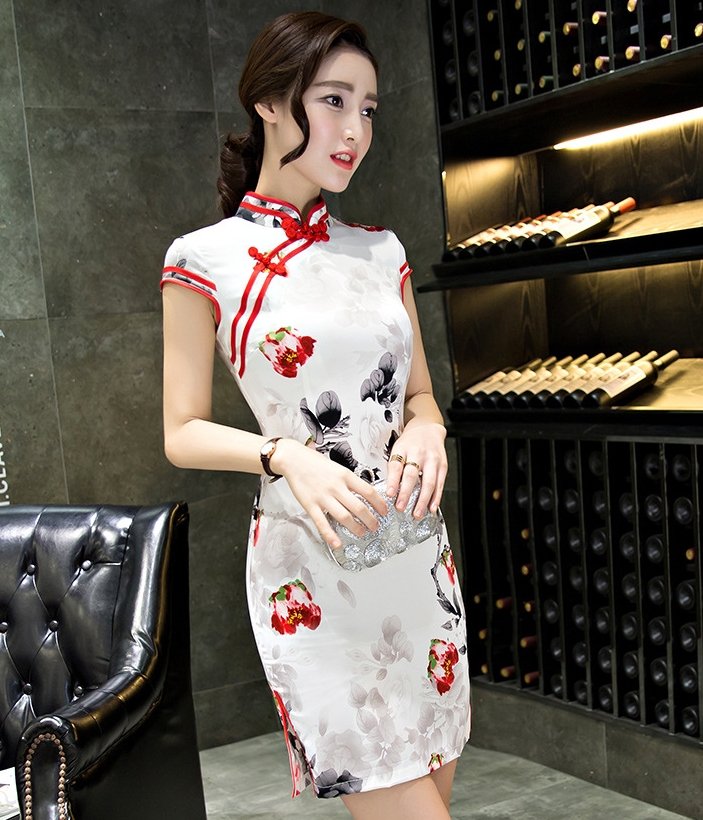 Vintage Silk Cheongsam Import DS4217 White