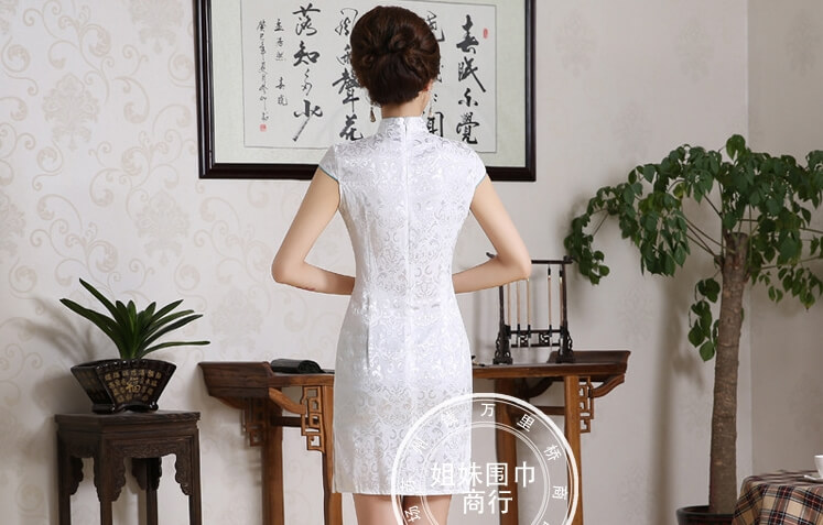 Jacquard Cheongsam Import DS4218 White