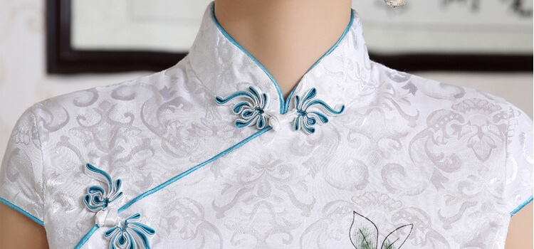 Jacquard Cheongsam Import DS4218 White