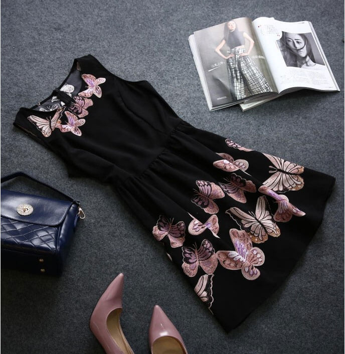 Simple Butterfly Dress DS4220 Black