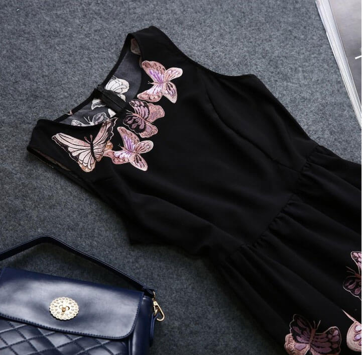 Simple Butterfly Dress DS4220 Black