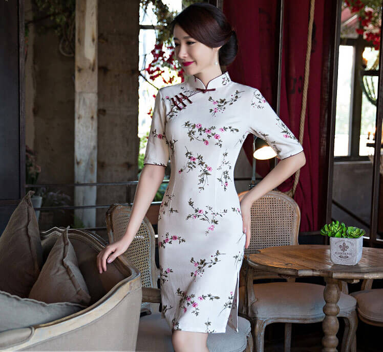 Vintage Artistic Cheongsam Import DS4231 White