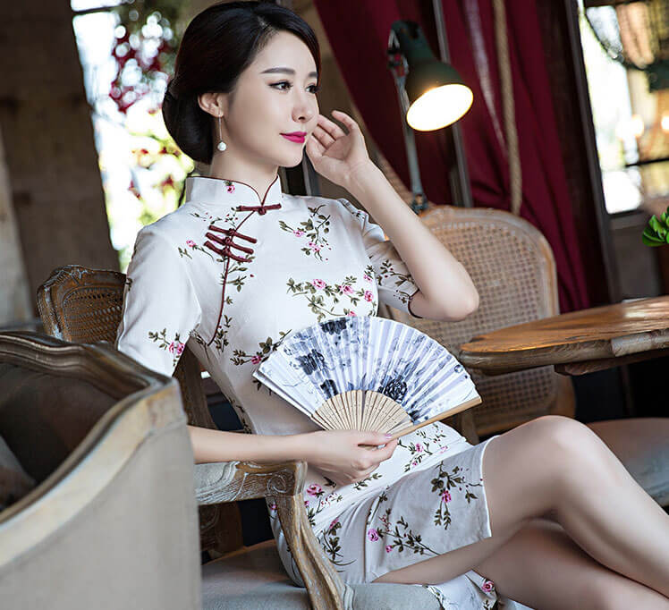 Vintage Artistic Cheongsam Import DS4231 White