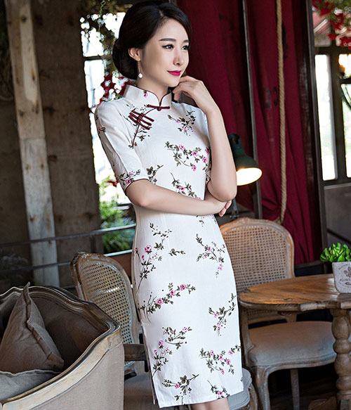 Vintage Artistic Cheongsam Import DS4231 White