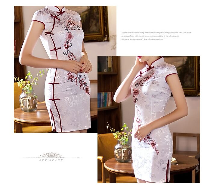 Premium Ethnic Cheongsam Import DS4234 White