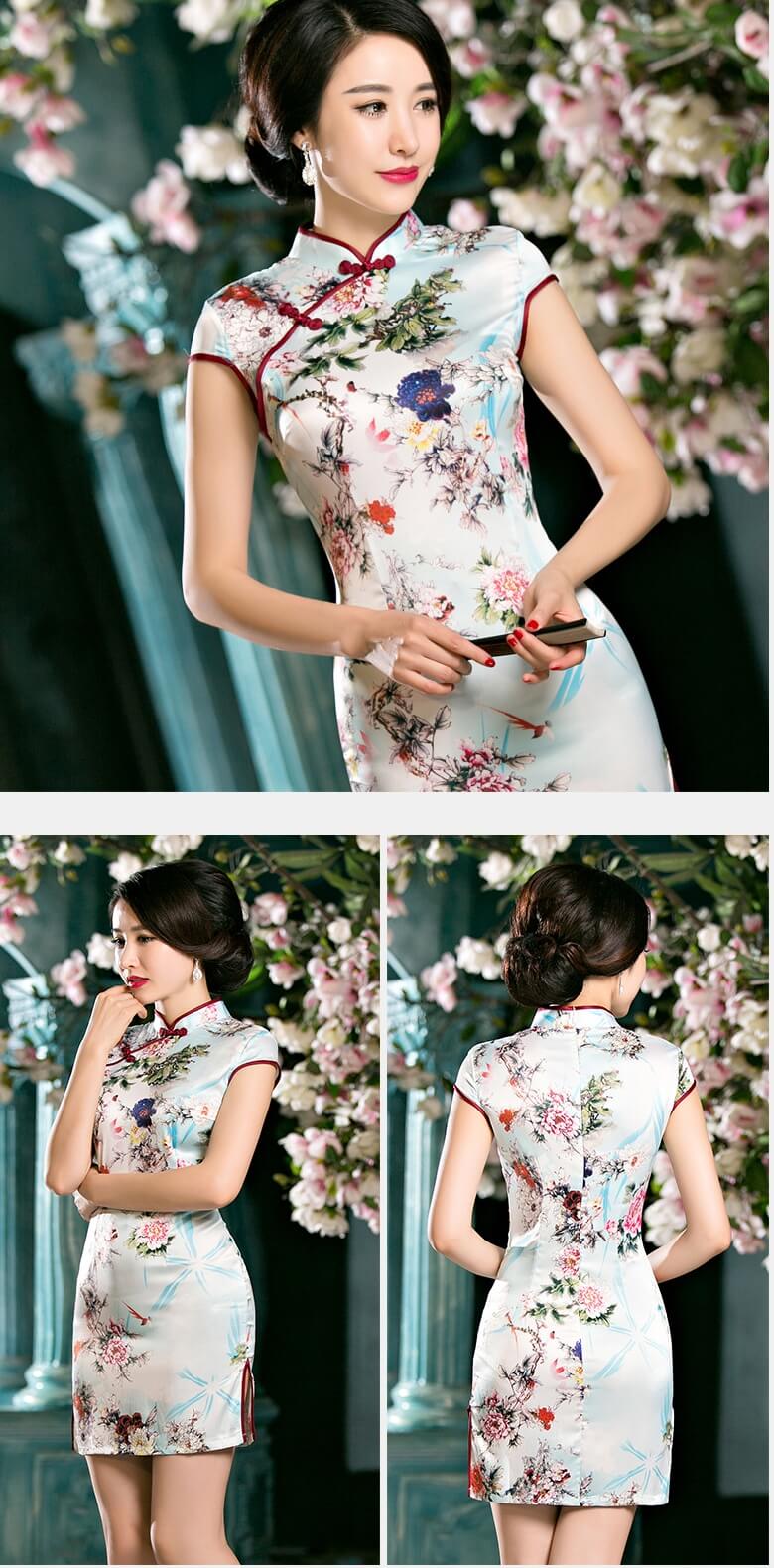 Silk Cheongsam Import DS4235 Light Blue