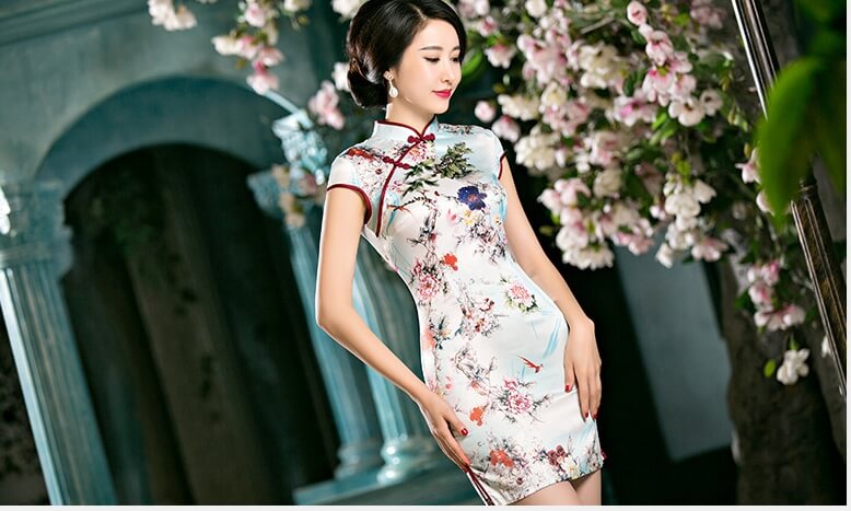 Silk Cheongsam Import DS4235 Light Blue