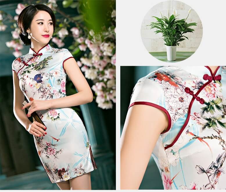 Silk Cheongsam Import DS4235 Light Blue