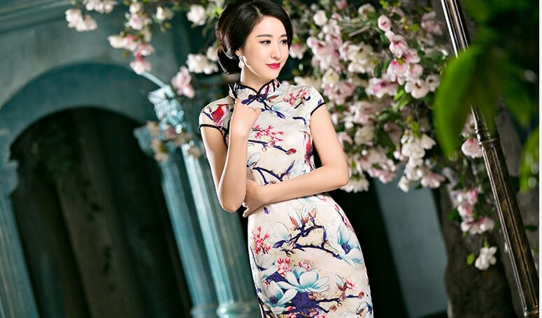 Retro Silk Cheongsam Import DS4236 Yellow