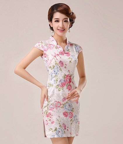 Retro Jacquard Cheongsam Import DS4240 White