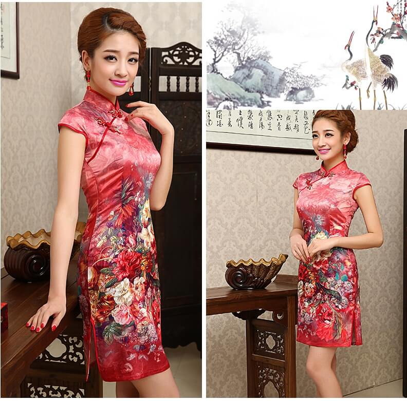 Retro Silk Cheongsam Import DS4242 Red