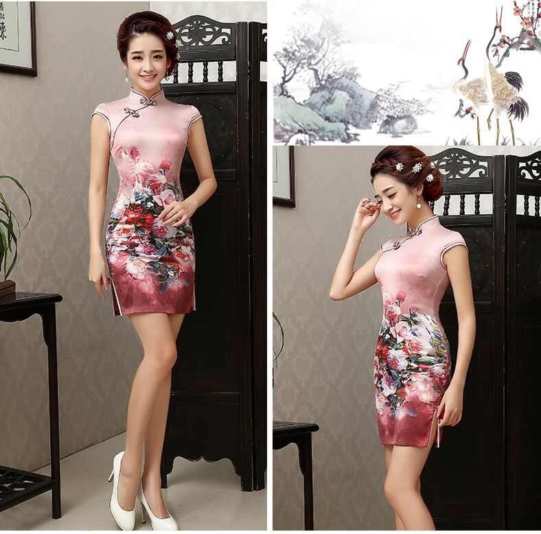 Retro Silk Cheongsam Import DS4252 Pink