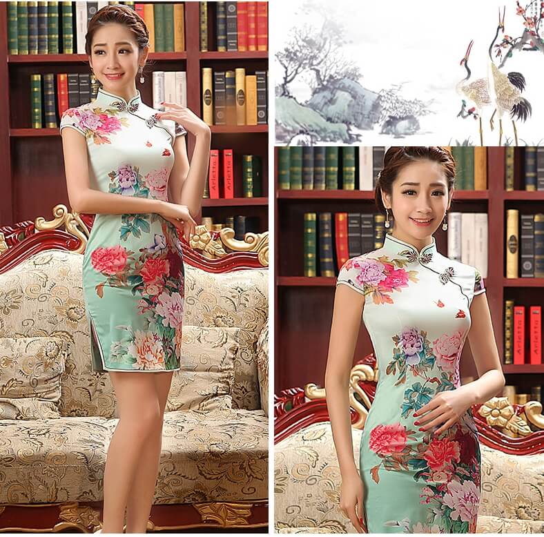 Retro Silk Cheongsam Import DS4253 Green