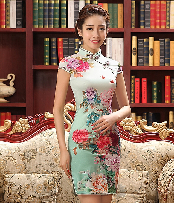 Retro Silk Cheongsam Import DS4253 Green