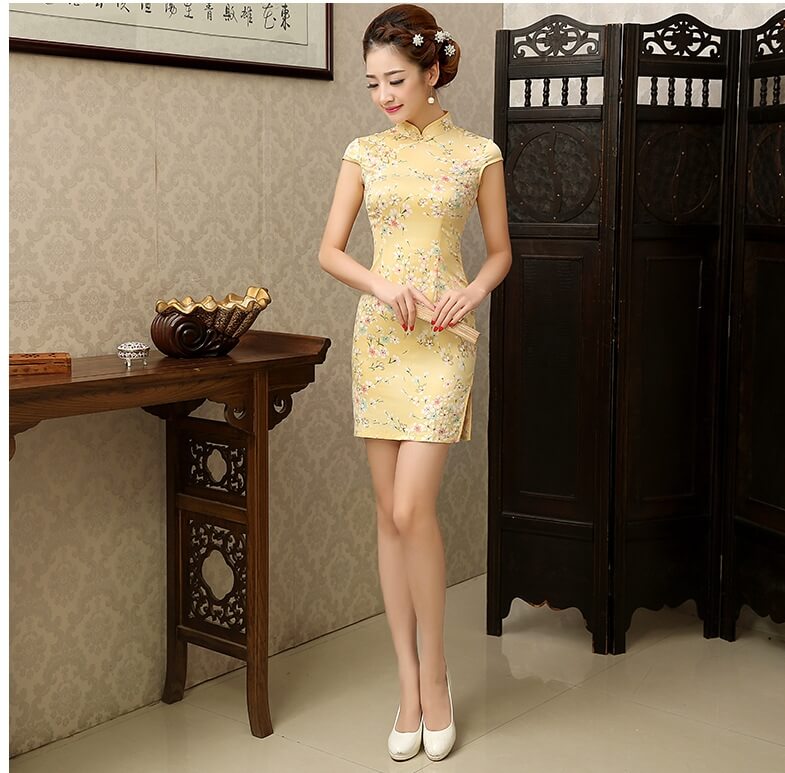 Vintage Silk Cheongsam Import DS4254 Gold