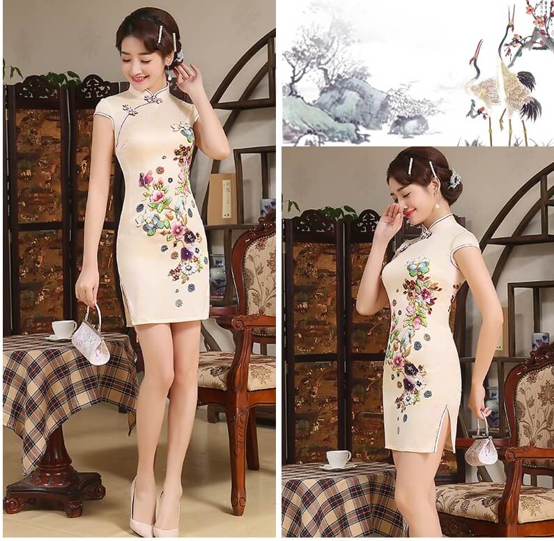 Retro Silk Cheongsam Import DS4259 Gold