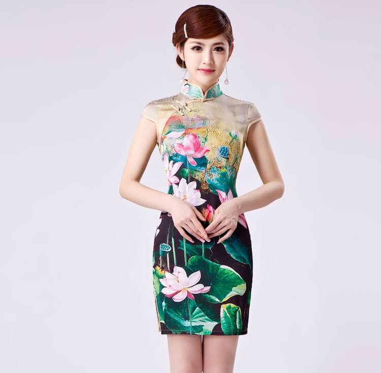 Retro Silk Cheongsam Import DS4262 Beige