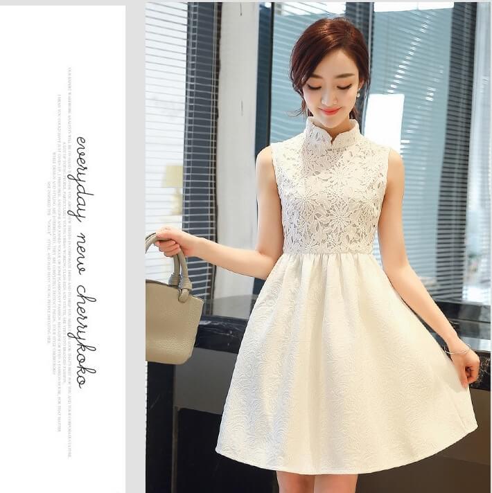 Modern Cheongsam Import DS4273 White