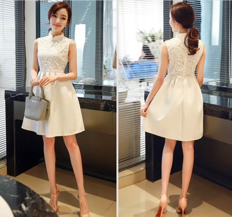 Modern Cheongsam Import DS4273 White