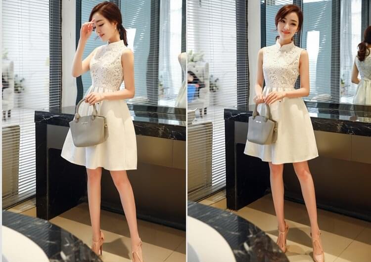 Modern Cheongsam Import DS4273 White