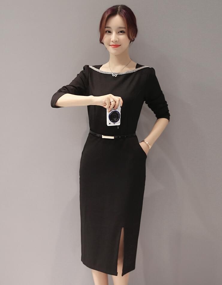 Premium Formal Long Dress Import DS4276 Black