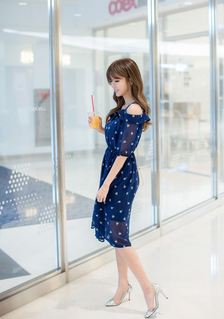 Sabrina Chiffon Long Dress Import DS4284 Blue