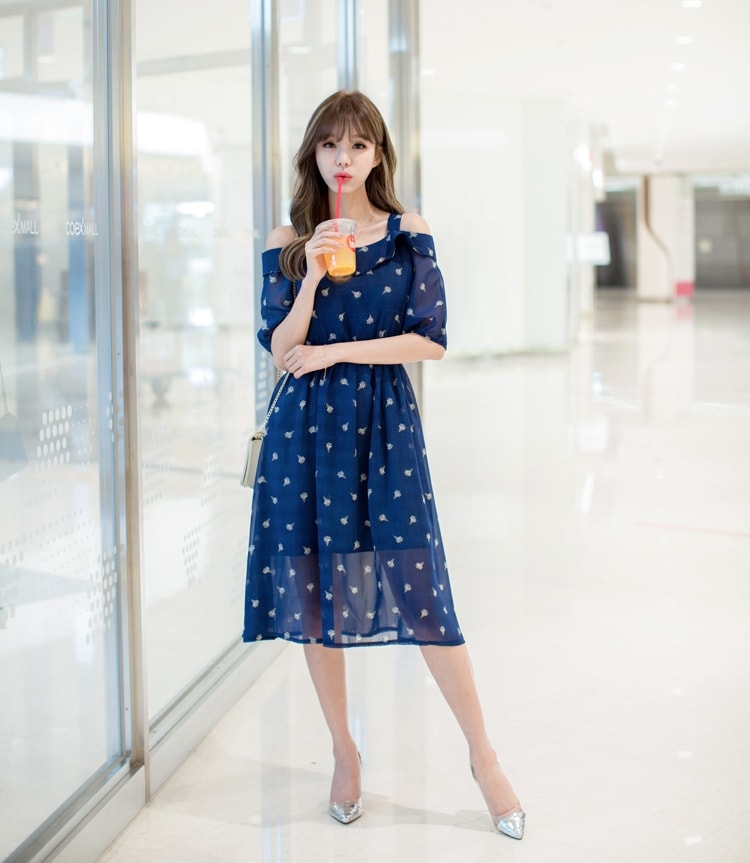 Sabrina Chiffon Long Dress Import DS4284 Blue