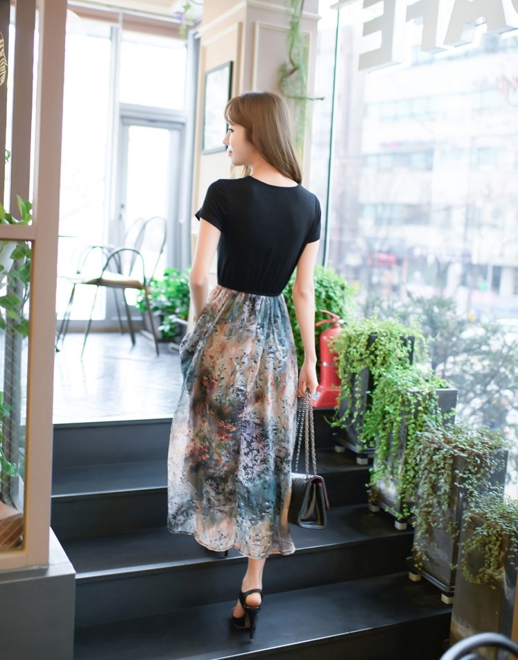 Maxi Chiffon Long Dress Import DS4285 Black