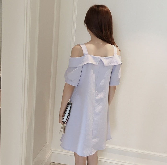 Cotton Sabrina Dress Import DS4291 Blue