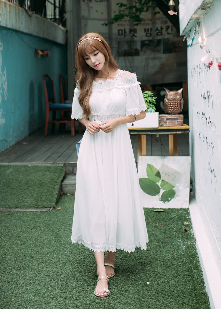 Premium Maxi Long Dress Import DS4294 White