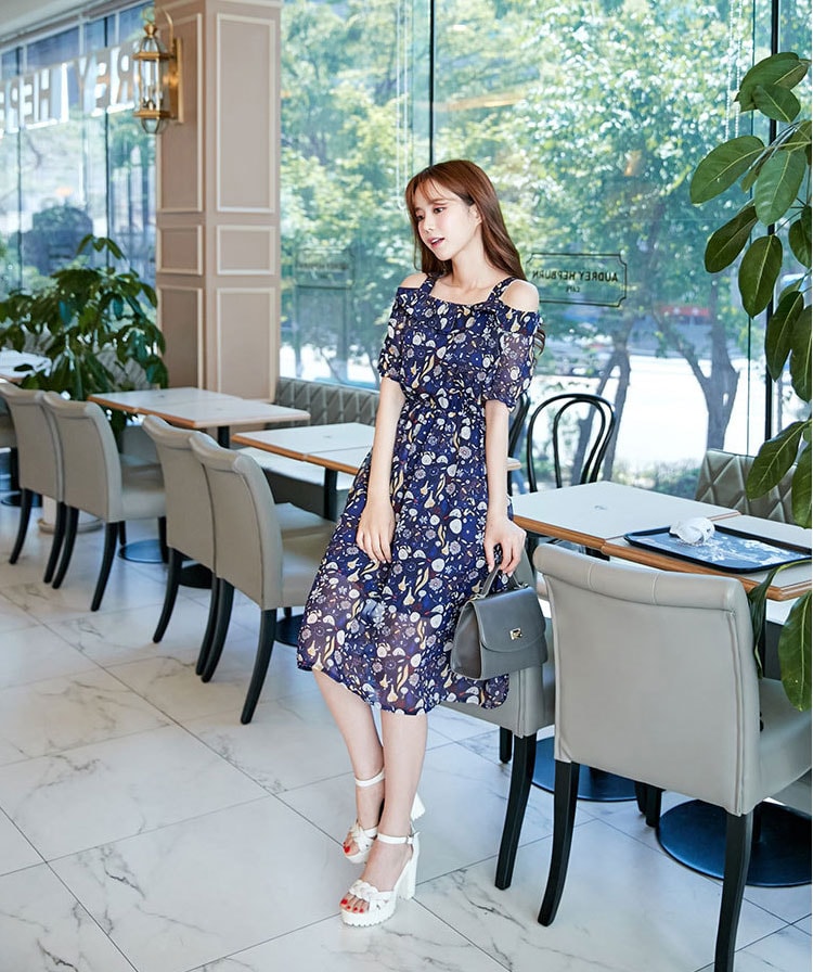 Premium Sabrina Dress Import DS4295 Blue