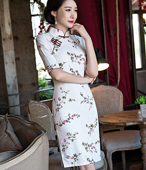 Vintage Premium Cheongsam Import DS4297 White