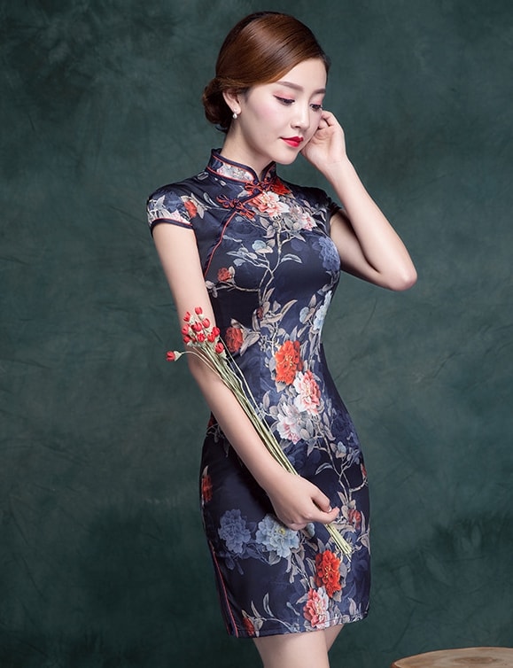 Retro Elegant Cheongsam Import DS4300 Blue