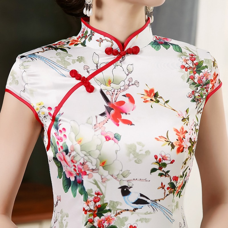 Classic Silk Cheongsam Import DS4306 White