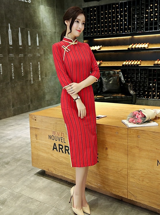 Elegant Long Cheongsam Import DS4309 Red