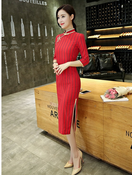 Elegant Long Cheongsam Import DS4309 Red