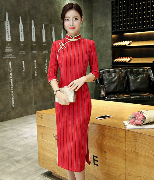 Elegant Long Cheongsam Import DS4309 Red