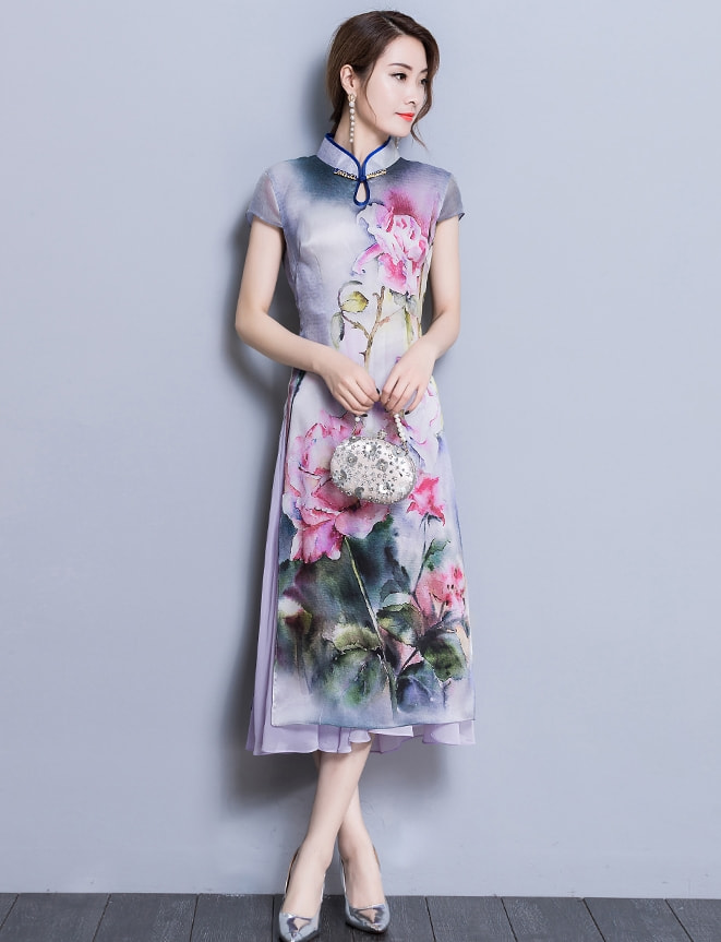 Modern Fashion Cheongsam Import DS4315 Purple