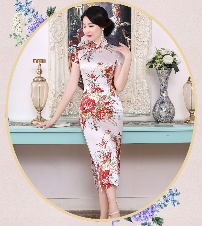 Classic Long Cheongsam Import DS4321 White