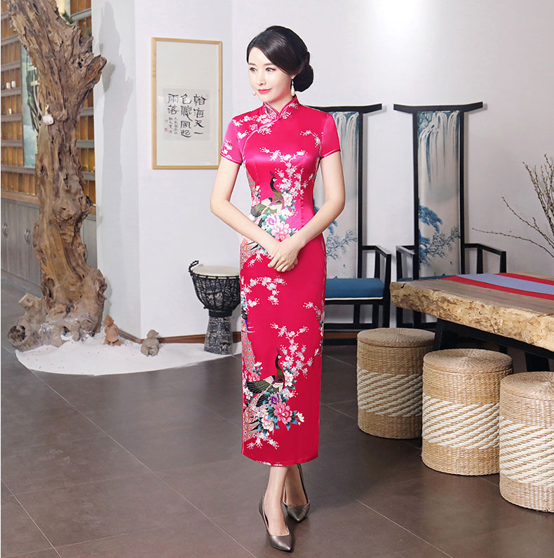 Classic Long Cheongsam DS4323 Rose Red