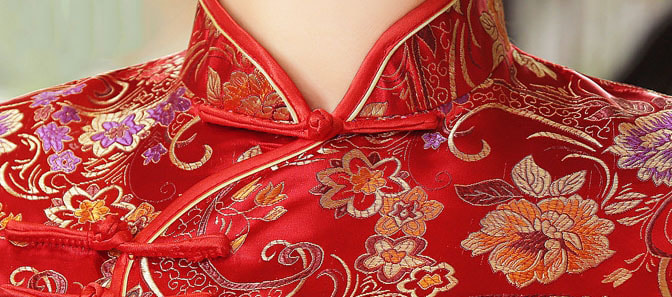 Premium Long Cheongsam Brokat DS4325 Red