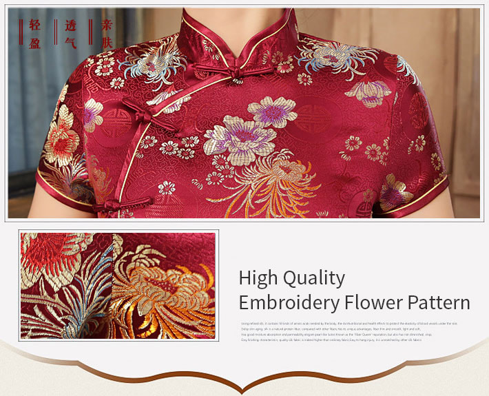 Premium Long Cheongsam Brokat DS4326 Red