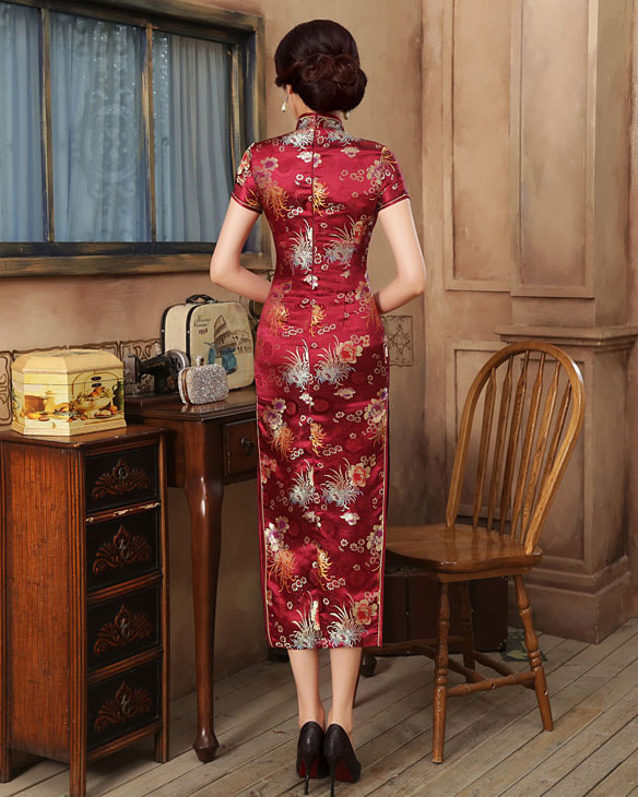 Premium Long Cheongsam Brokat DS4326 Red