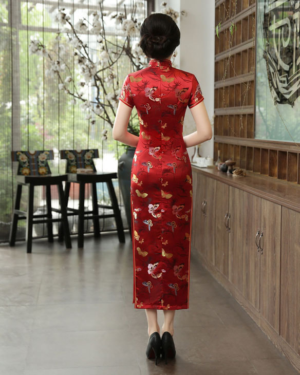 Premium Long Cheongsam Brokat DS4327 Red