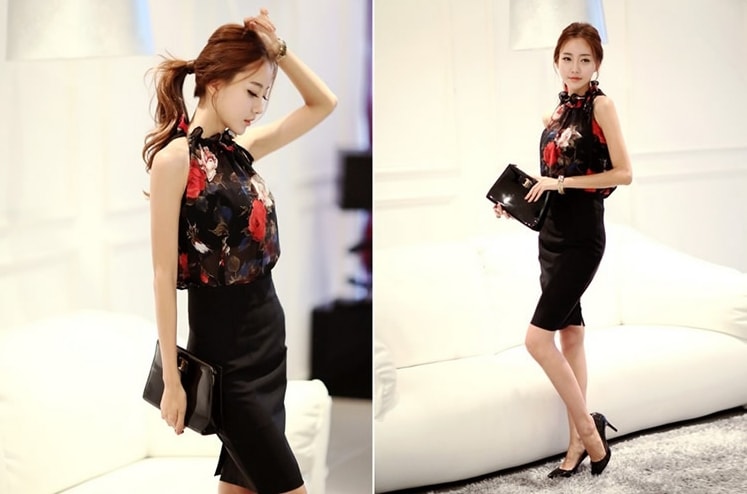 Set Korea Dress ET349 Black