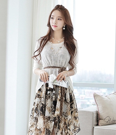 Bohemian Chiffon Dress Set Import ET361 Brown