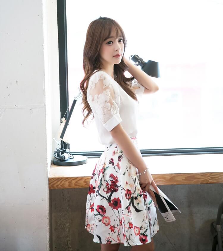 Floral Summer Set Dress Import ET362 White