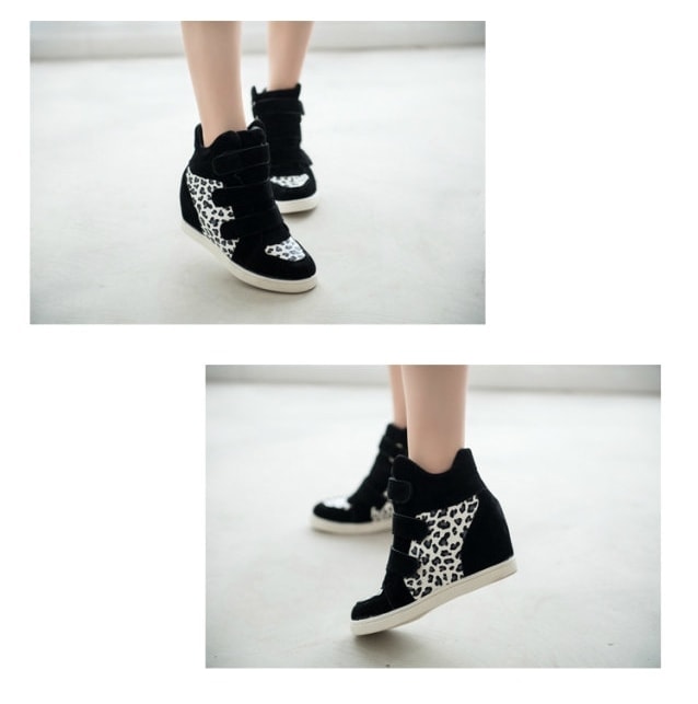 Black Leopard White Import Shoes