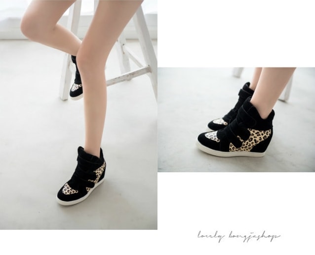 Black Leopard Beige Import Shoes