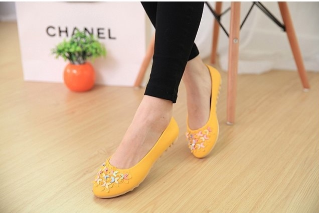 Yellow Korean Flat Shoes Import